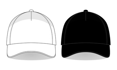 Wall Mural - White and Black Trucker Cap Template on White Background, Vector File