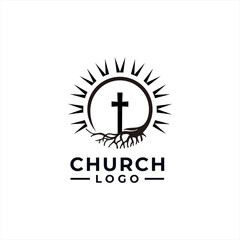 Church Logo design inspiration idea concept with black and white color