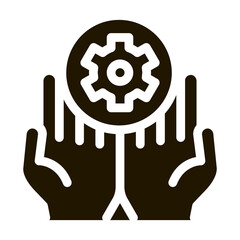 Poster - Hands Hold Gear Icon Vector Glyph Illustration