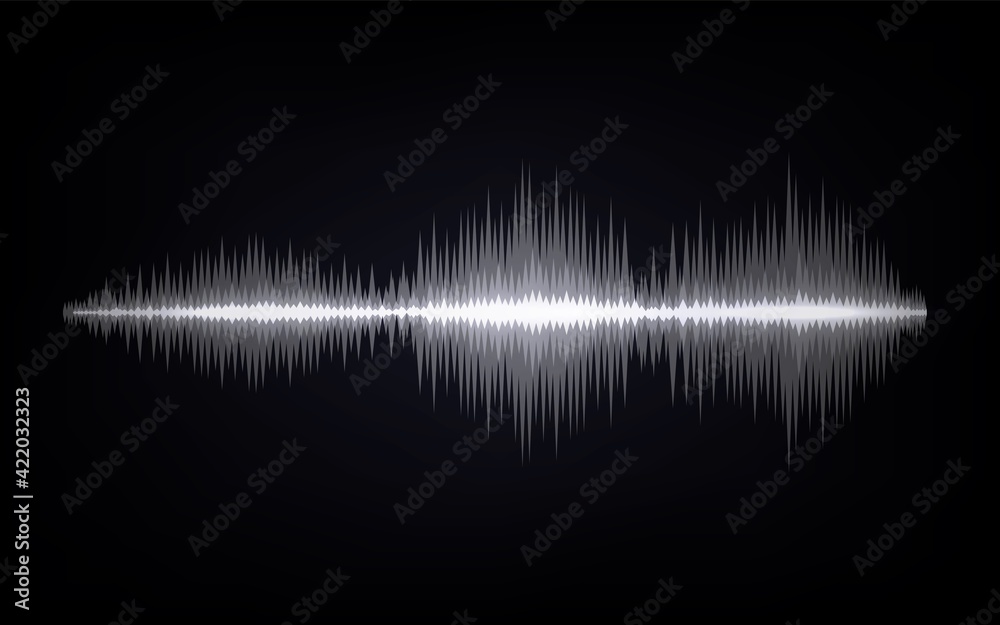 Sound waves. Abstract digital signal. Black and white equalizer ...