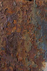 Wall Mural - Rusty surface and decaying old paint and traces of corrosion.