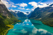 canvas print picture - lovatnet lake Beautiful Nature Norway.