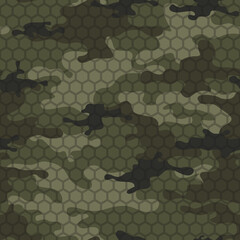 Classic camouflage seamless pattern. Modern abstract camo. Military texture. For hunting and fishing. Vector illustration