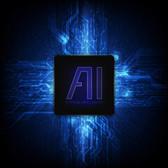 Poster - Ai chipset on circuit board in futuristic concept suitable for future technology