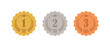 Gold, silver and bronze 1st, 2nd and 3rd ranking icon set
