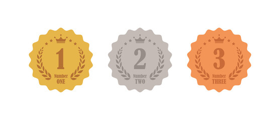 Wall Mural - gold, silver and bronze 1st, 2nd and 3rd ranking icon set