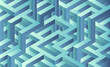 © Gexam - Maze 3d rendering. Blue cyan labyrinth illustration. Maze confused abstract background
