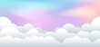 Landscape with cloudy paper cut Illustration style pastel background