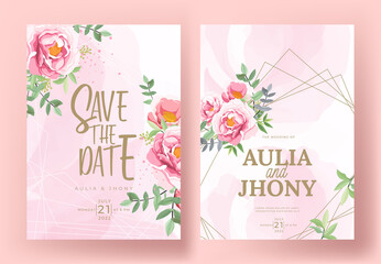 Wedding card template with beautiful floral wreath