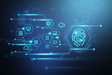 Poster - Fingerprint with data symbols and network circuit