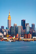 New York, New York, USA Midtown Manhattan skyline on the Hudson River