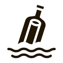 Sticker - Message In Bottle Icon Vector Glyph Illustration