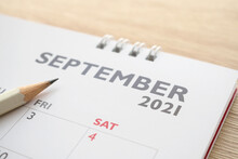September Month On 2021 Calendar Page With Pencil Business Planning Appointment Meeting Concept