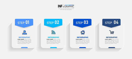 Wall Mural - Infographics design template, Business concept with 4 steps	
