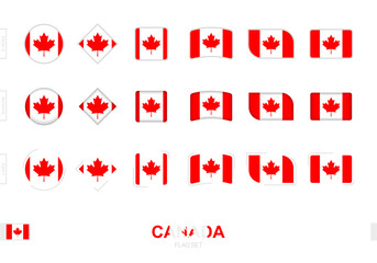 Wall Mural - Canada flag set, simple flags of Canada with three different effects.