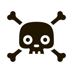 Canvas Print - Cross Bones Skull Icon Vector Glyph Illustration