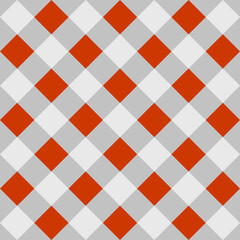 Poster - Rhombuses Orange White. Vector Pattern. Simple Oilcloth.