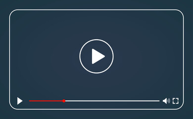 Aufkleber - Multimedia video player with play button, play video online window with navigation icons, video streaming on internet, modern social media video player interface template, live digital stream.