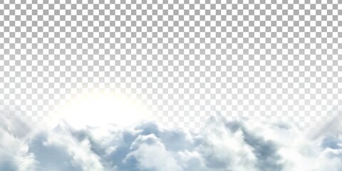 Fototapete - Vector realistic isolated cloud sky with Sun for template decoration and covering on the transparent background. Concept of storm and cloudscape.