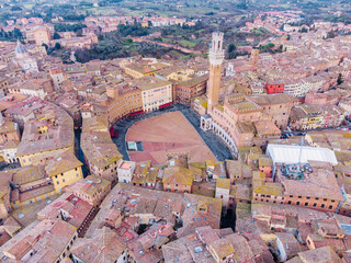 Poster - aerial view of Siena in Italy