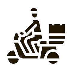 Sticker - Courier Delivery on Motorcycle Icon Vector Glyph Illustration