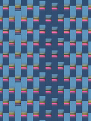 Aufkleber - Abstract digital illustration of rounded rectangular shapes, with multicolored texture. 3d rendering