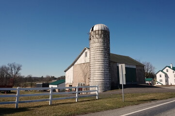 White Roadside Barn and Silo