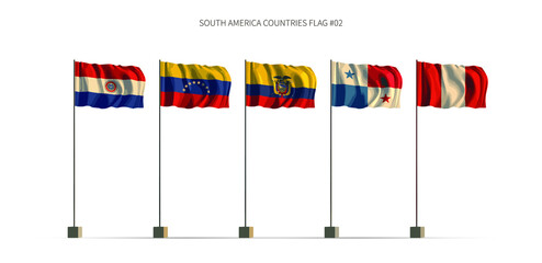 Poster - South America flag. Latin american countries flag series 3d illustration vector.