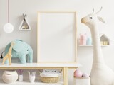 Mock up poster frame in children room,kids room,nursery mockup.