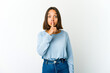 © Asier - Young mixed race woman keeping a secret or asking for silence.