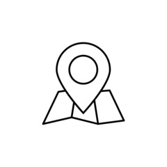 Poster - map marker, location marker icon in flat black line style, isolated on white 