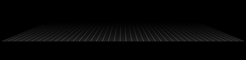 Poster - 3D grid, mesh in perspective. Vanishing lattice, grating into horizon