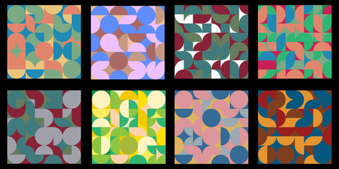 Poster - squares mosaic abstract. Brochure creative design. Geometric art. Vector cover. Stock image.