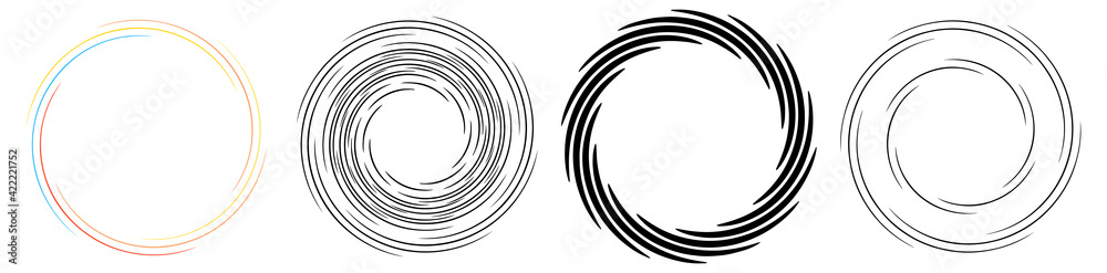 Spiral, twirl, whirlpool element vector illustration. Cochlear, helix, and volute - obrazy, fototapety, plakaty 