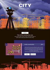 Wall Mural - Website background with high-rise buildings under construction with parallax effect