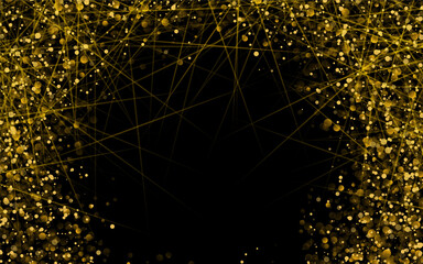 Wall Mural - Gold glitter texture on a black background. Holiday background. Golden explosion of confetti. Golden grainy abstract texture on a black background. Design element. Vector illustration.