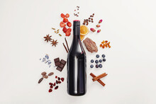 Possible Flavor Components Of Red Wine. Creative Composition