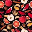 Seamless vector pattern with fruits and spices