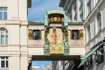 Wall Mural - The Anchor Clock Ankeruhr in Vienna downtown district. Famous landmark and touristic destination in Austria.