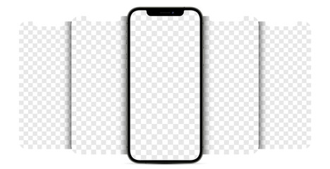 Wall Mural - 2021 smartphone mockup with blank screen for your design. Smartphone with miniature copies of the screen multiplied on the sides. Vector illustration EPS10