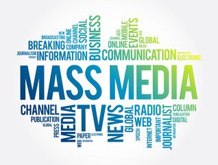Aufkleber - Mass media word cloud collage, business concept background