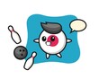 © heriyusuf - Character cartoon of japan flag badge is playing bowling