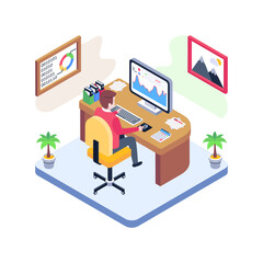 isometric illustration editable design of web development