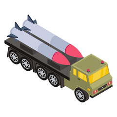 Wall Mural - 
Missile truck machine isometric trendy design vector

