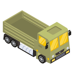 Sticker - 
Army truck isometric trendy design vector

