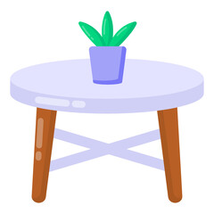 Sticker - 
Round table flat editable vector 

