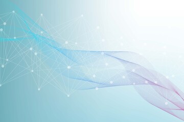 Poster - geometric abstract background with connected line and dots. structure molecule and communication. bi