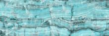 Marble Granite Aqua Blue Panorama Background Wall Surface Pattern, Close Up Blue Surface Texture Of Elegance Stone Used For Background. Emperador Marbel Slab, Onyx Marble Texture And Luxury Granit.