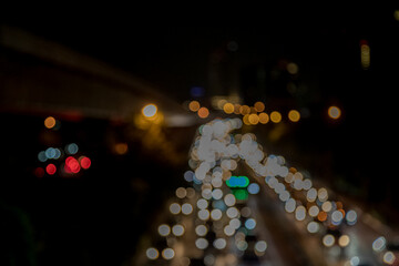 Wall Mural - Bokeh from car lights at night