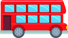 A Double-decker Red Bus Clipart. Inscription London. Flat. Bright. Cartoon